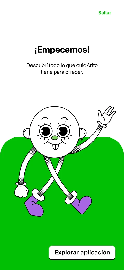 Pantalla final del onboarding de Cuidarito para comenzar a cuidar los piercings