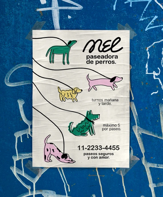Mel Paseadora de Perros - Identidad de marca para paseadora de perros Portada del proyecto de identidad de marca para Mel Paseadora de Perros, basado en el vínculo y el cariño por los animales.