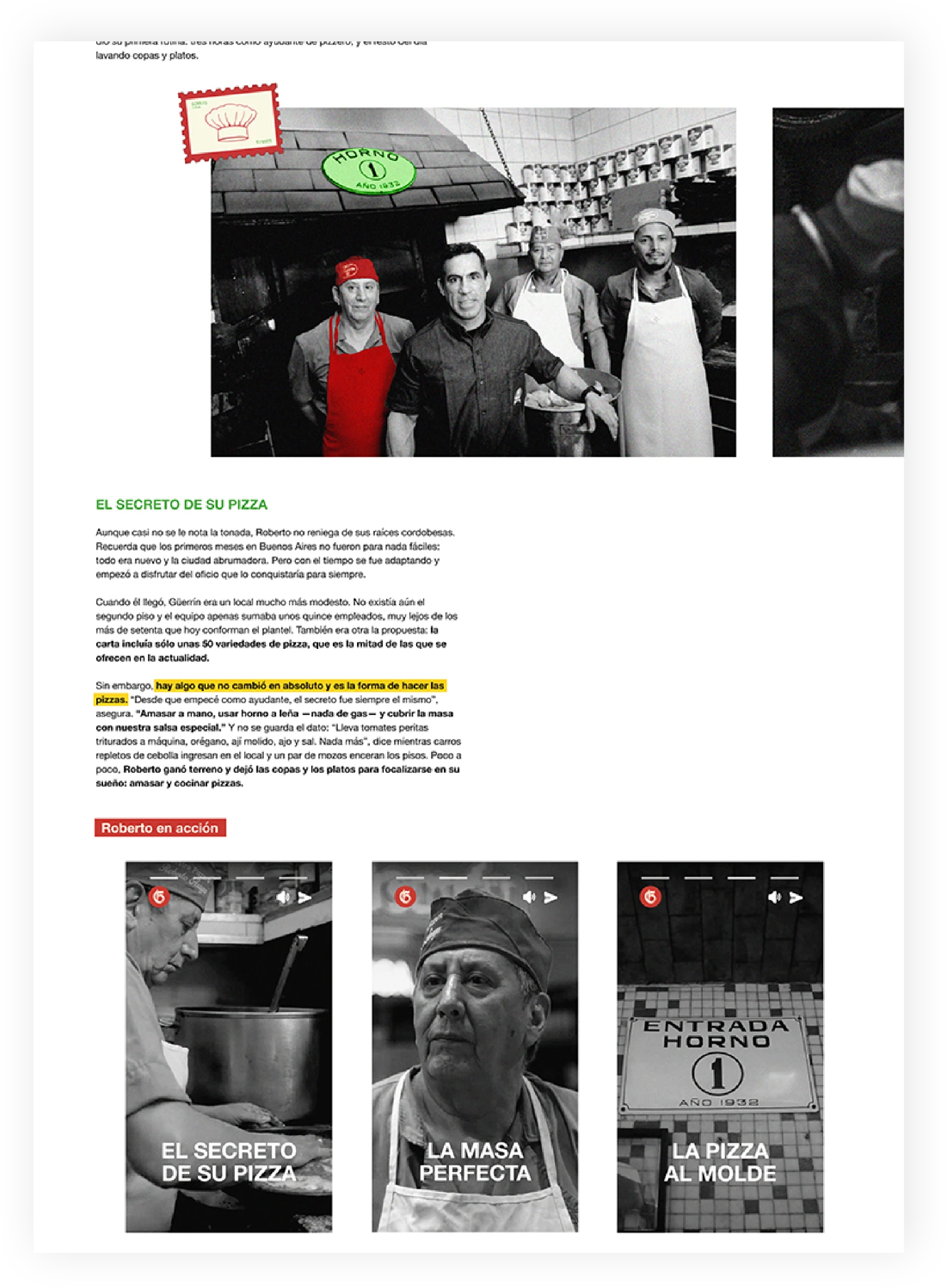 Página interior del suplemento Güerrín, con fotografía documental en blanco y negro, texto editorial y destacados en rojo y amarillo.