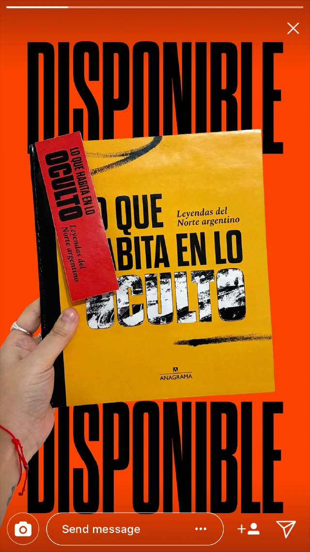 Story de Instagram de Lo que habita en lo oculto anunciando la disponibilidad del libro editorial sobre leyendas del Norte Argentino.