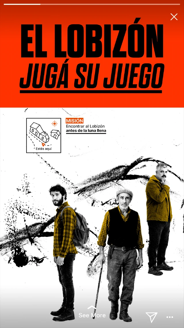 Story de Instagram del proyecto editorial Lo que habita en lo oculto, promocionando el videojuego experimental sobre la leyenda del Lobizón.