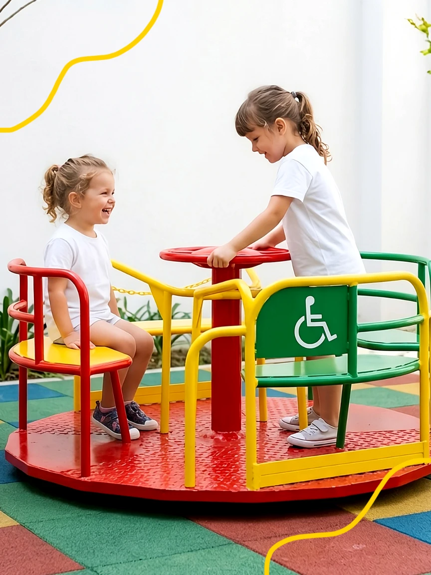 Post de Jardín del Delfín mostrando niños jugando en una estructura infantil inclusiva