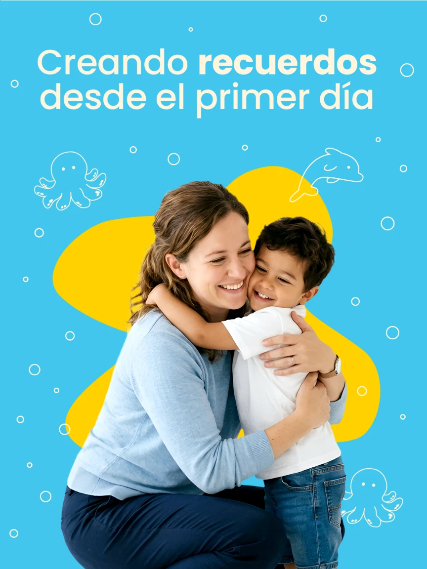 Post de Jardín del Delfín con una madre y un niño junto al mensaje 'Creando recuerdos desde el primer día'