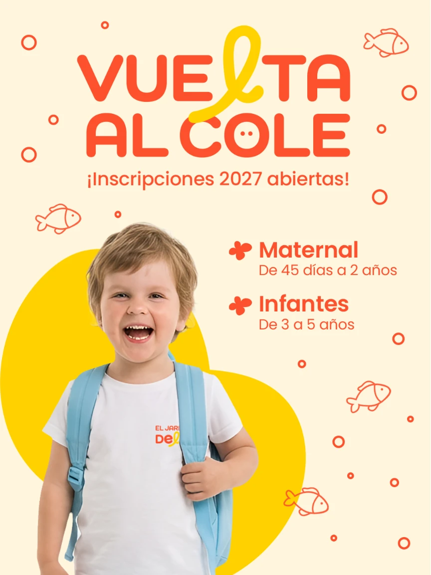 Post de Jardín del Delfín para la vuelta al cole con información sobre maternal e infantes y la fotografía de un niño
